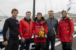 Xavier Macaire, skipper du Figaro Team Snef - 1er sur la ligne d'arrivee de la Solo Guy Cotten 2021 - Concarneau le 24/07/2021