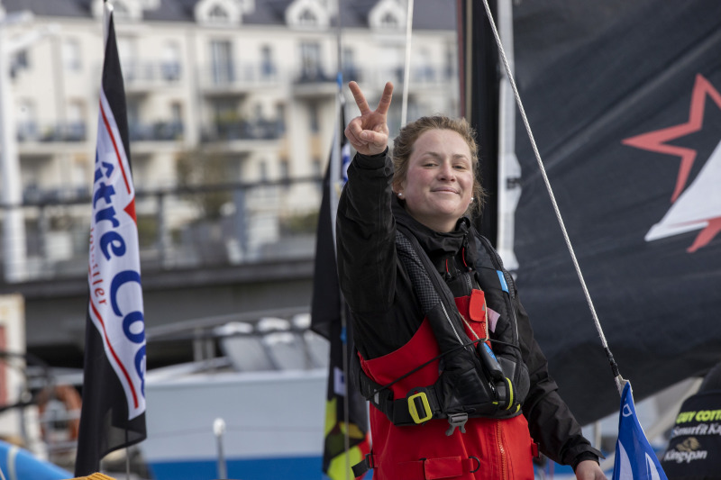 Elodie Bonafous, skipper du Figaro Groupe Queguiner-La Vie en Rose, sur la Solo Maitre Coq 2023